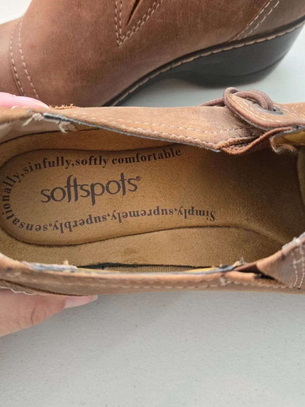 Softspots Women's 7.5W Leather Brown Slip On Ankle Bootie